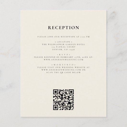 Budget Wildflower Beige Alles in Een QR Code Trouw Flyer (Achterkant)