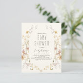Budget Wildflower Boho Baby shower Elegant Modern (Staand voorkant)