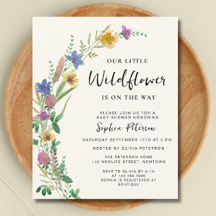 Budget Wildflower Boho Baby shower Uitnodiging