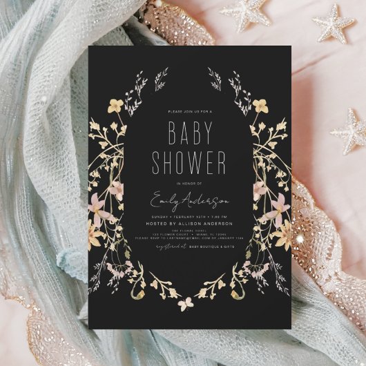 Budget Wildflower Boho Baby shower Uitnodiging