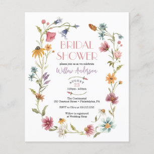 Budget Wildflower Boho Bridal Shower Flyer