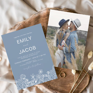 Budget Wildflower Dusty Blue Photo Wedding Flyer