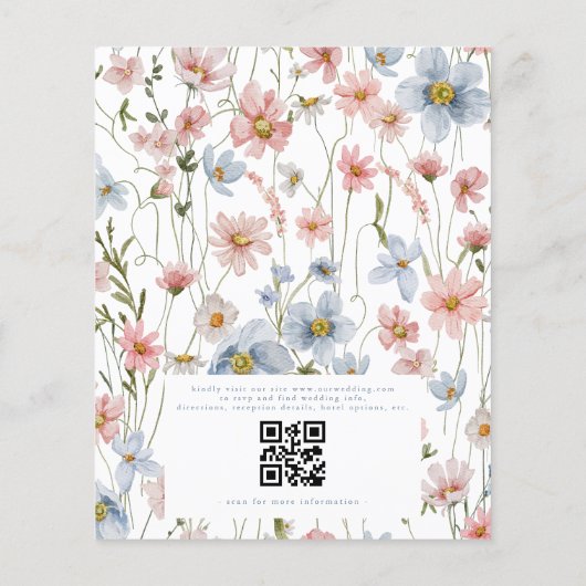 Budget Wildflower QR Code Huwelijksuitnodiging Flyer (Achterkant)