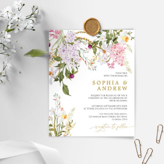 Budget Wilflower Wedding Uitnodiging