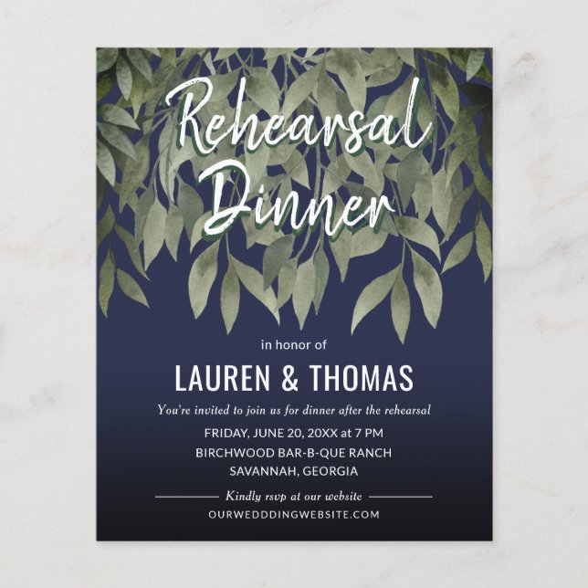 Budget Willows Green & Blue Rehearsal Dinner (Voorkant)