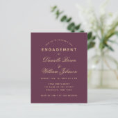 Budget Wine Color Golden Verloving Invitation (Staand voorkant)