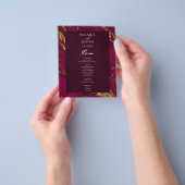 Budget Wine en Gold Wedding Menu Flyer (Hand)