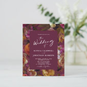 Budget Wineberry Floral QR Code Bruiloft uitnodigi (Staand voorkant)
