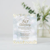 Budget Winter 50th Jubileum Gold Hearts Invite (Staand voorkant)