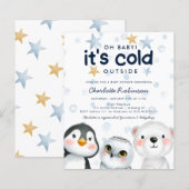Budget Winter Arctic Animal Baby shower Invitation (Voorkant / Achterkant)