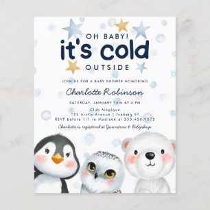 Budget Winter Arctic Animal Baby shower Invitation