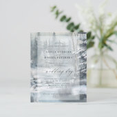 Budget winter berg bos bruiloft uitnodiging (Staand voorkant)