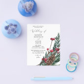 Budget Winter Berries & Pine Greenery Wedding Flyer (Enkel)