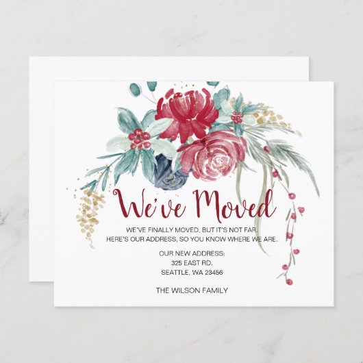 Budget Winter Berries Rustic Moving Carte de vacan (Devant / Derrière)