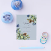 BUDGET Winter Blauwe Distel Bruiloft Flyer (Enkel)