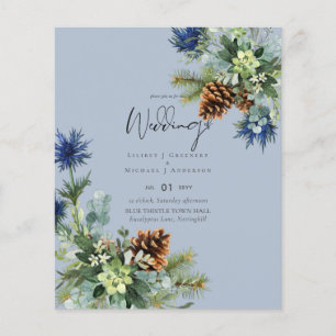 BUDGET Winter Blauwe Distel Bruiloft Flyer