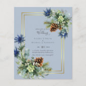 BUDGET Winter Blue Thistle Wedding Invites (Voorkant)