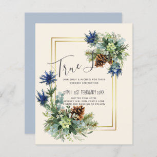 BUDGET Winter Blue Thistle Wedding Invites
