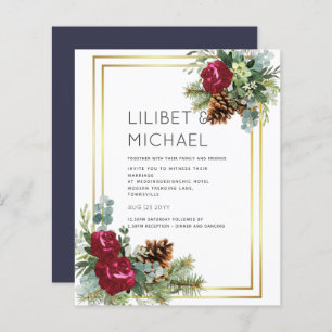 BUDGET Winter Blue Thistle Wedding Invites