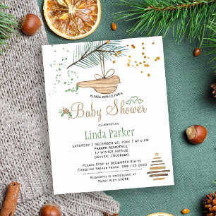 Budget winter bos rustieke babyshower uitnodiging