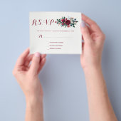 Budget winter burgundy floral bruiloft rsvp FLYER (Hand)