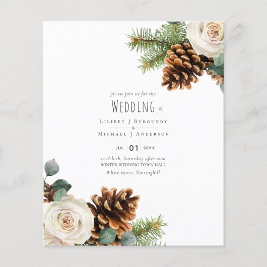 BUDGET Winter Eucalyptus Denneappels Trouwfeest (Voorkant)