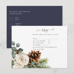 BUDGET Winter Eucalyptus Dennenkegels Bruiloft Briefkaart