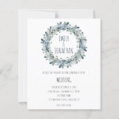Budget Winter Floral Blauwgroen Wreath Wedding Inv (Voorkant)