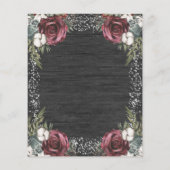 Budget Winter Floral Burgundy Wedding Flyer (Achterkant)