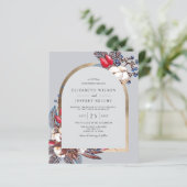 Budget Winter Florals Arched Wedding Uitnodiging (Staand voorkant)