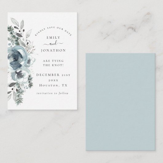 Budget Winter Florals Weduwschap Datum Mini Notitiekaartje (Voorkant / Achterkant)