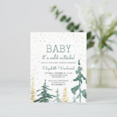Budget Winter Forest Baby shower Invite (Staand voorkant)