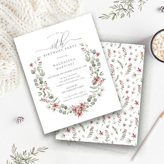 Budget Winter Greenery Rode Bloemen 80ste Verjaard