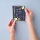 BUDGET Winter Huwelijk Witte Rozen Goud Stof Blauw Flyer (Hand)