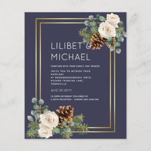 BUDGET Winter Huwelijk Witte Rozen Goud Stof Blauw Flyer