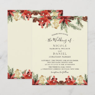 Budget Winter Kerstmis Burgundy Wedding Flyer