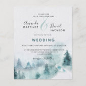 Budget Winter Mountain Forest Wedding Invitation (Voorkant)