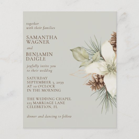 Budget Winter Pine Beige Wedding (Voorkant)