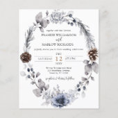 Budget Winter Pine Cone Floral Weddenschap (Voorkant)