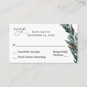 Budget Winter Pine Cone Greenery SM No Meal RSVP Informatiekaartje