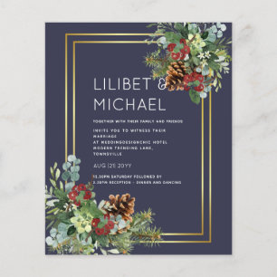 BUDGET Winter Red Berries Pine Cones Weddenschap Flyer