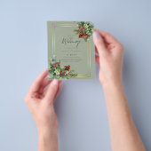 BUDGET Winter Red Berries Pine Cones Weddenschap Flyer (Hand)