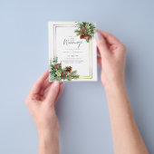 BUDGET Winter Rode Bessen Dennenkegels Bruiloft Flyer (Hand)