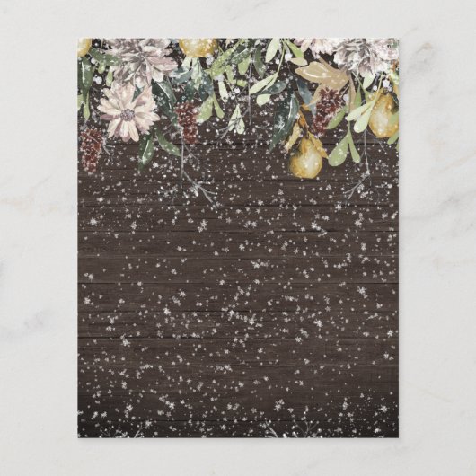 Budget Winter Rustic Snowy Weddenschap (Achterkant)