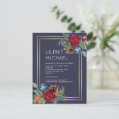 BUDGET Winter Weddenschap Burgundy Blauwgroen Blue Briefkaart (Staand voorkant)