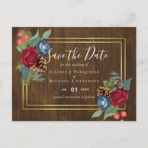 BUDGET Winter Weddenschap Burgundy Blauwgroen Blue Briefkaart