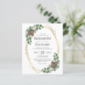 Budget Winter Wedding Waterverf Greenery Invite (Staand voorkant)
