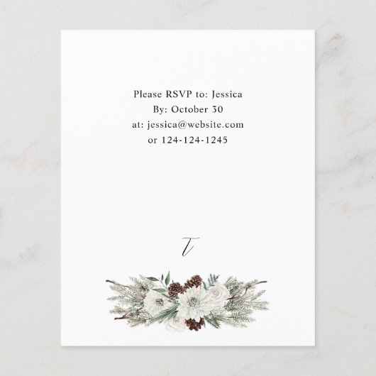 Budget Winter White Floral & Pine Tree Kerstmis Flyer (Achterkant)