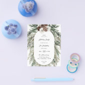 Budget Winter White Floral & Pine Tree Kerstmis Flyer (Enkel)