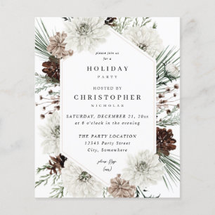 Budget Winter Witte Bloem en Pijnboom Kerstmis of Flyer